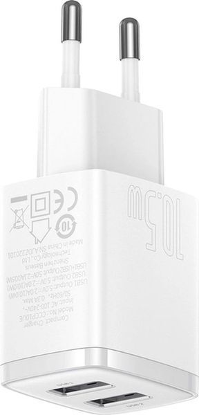 МЗП Baseus Compact Charger 2U 10.5W EU White CCXJ010202 00000000713 фото