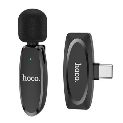 Мікрофон петличка (бездротовий) Hoco L15 Type-C Crystal lavalier wireless digital microphone Black 00000006684 фото