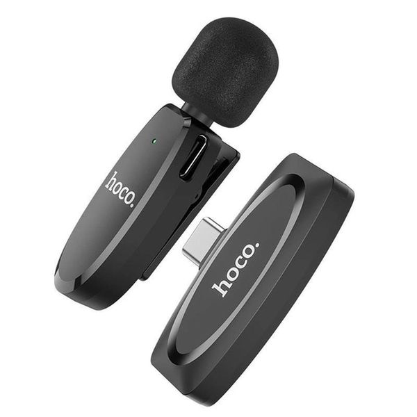 Мікрофон петличка (бездротовий) Hoco L15 Type-C Crystal lavalier wireless digital microphone Black 00000006684 фото