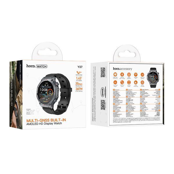 Смарт-годинник HOCO Y37 AMOLED GPS sports watch(call version) Black 00000001074 фото