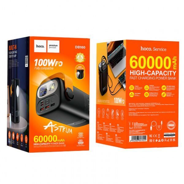 Зовнішній акумулятор (павербанк) Hoco DB160 Astrum 60000mAh Black 00000000012 фото