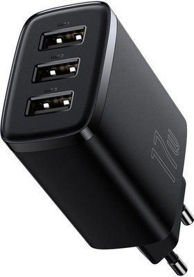 МЗП Baseus Compact Charger 3-USB 17W EU Black CCXJ020101 00000000714 фото