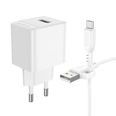 МЗП BOROFONE BAS11A Erudite single port 1USB/2.1A + Cable Micro білий 00000000772 фото