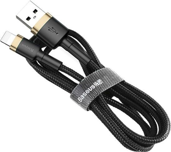 Кабель Baseus Cafule USB for Ligthning 2A/3m (CALKLF-RV1) Black & Gold 00000000128 фото