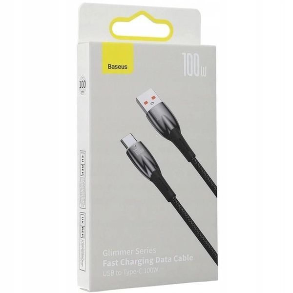 USB кабель Baseus Glimmer Series Fast Charging Data Cable USB to Type-C 100W 1m Black CADH000401 00000000976 фото