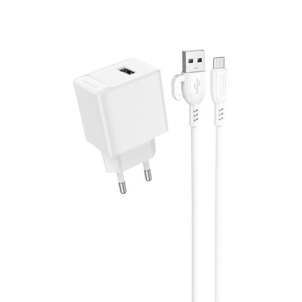 МЗП BOROFONE BAS11A Erudite single port 1USB/2.1A + Cable Micro білий 00000000772 фото