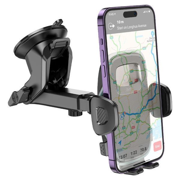 Автотримач Hoco H15 Fair push-type car holder(center console) Чорний 00000000874 фото