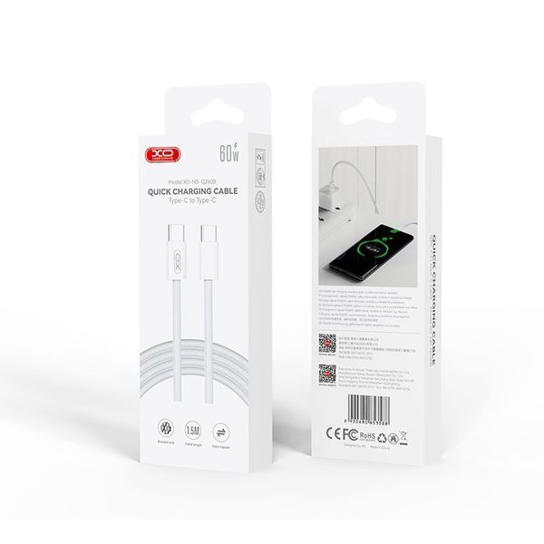 Кабель XO NB-Q260A iPhone15 Type-c to Type-c PD60W/1m White 00000000926 фото