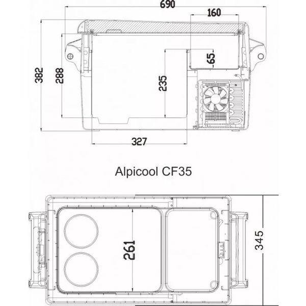 Компресорний автохолодильник Alpicool CF35 35 л. Охолодження до -20. Напруга 12, 24, 220 вольт 00000001996 фото