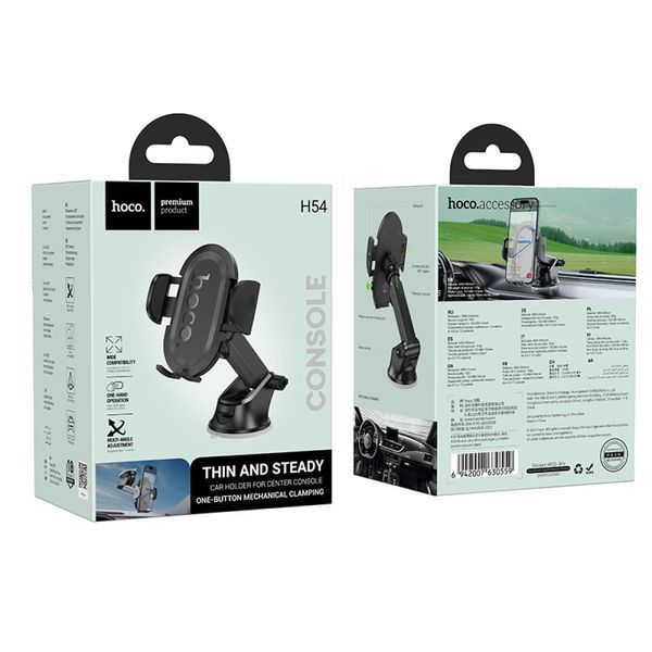 Автотримач Hoco H54 Brusco ultra-thin push-type car holder Чорний 00000000880 фото