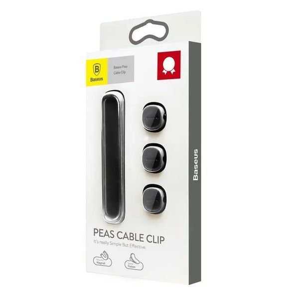 Тримач-затискач для кабелю магнітний Baseus Peas Cable Clip Black (ACWDJ-01) 00000000616 фото